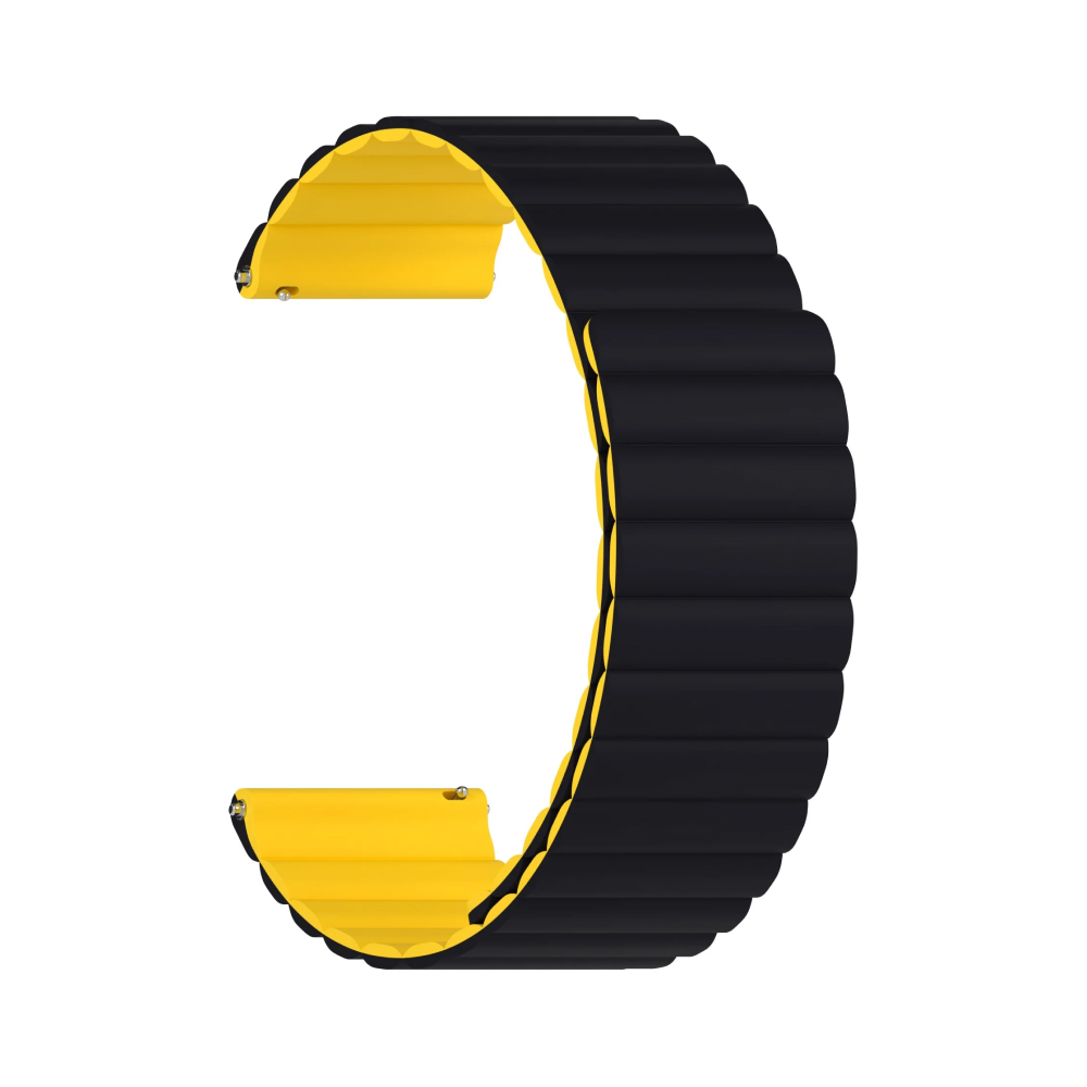 Ремешок силиконовый для часов Lyambda Acrux 20мм, чёрный/жёлтый